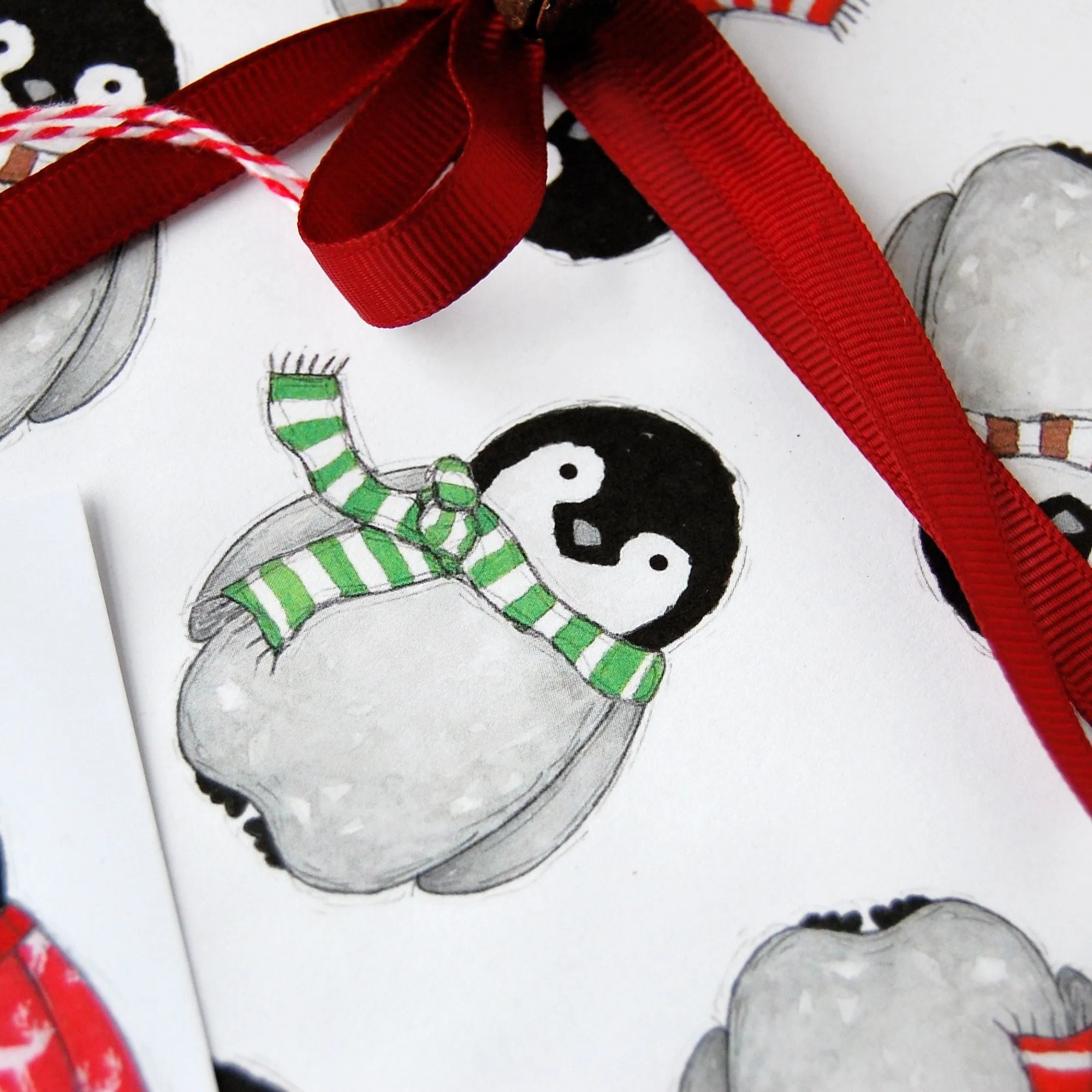 Baby Penguin Christmas Wrapping Paper Set