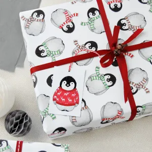 Baby Penguin Christmas Wrapping Paper Set