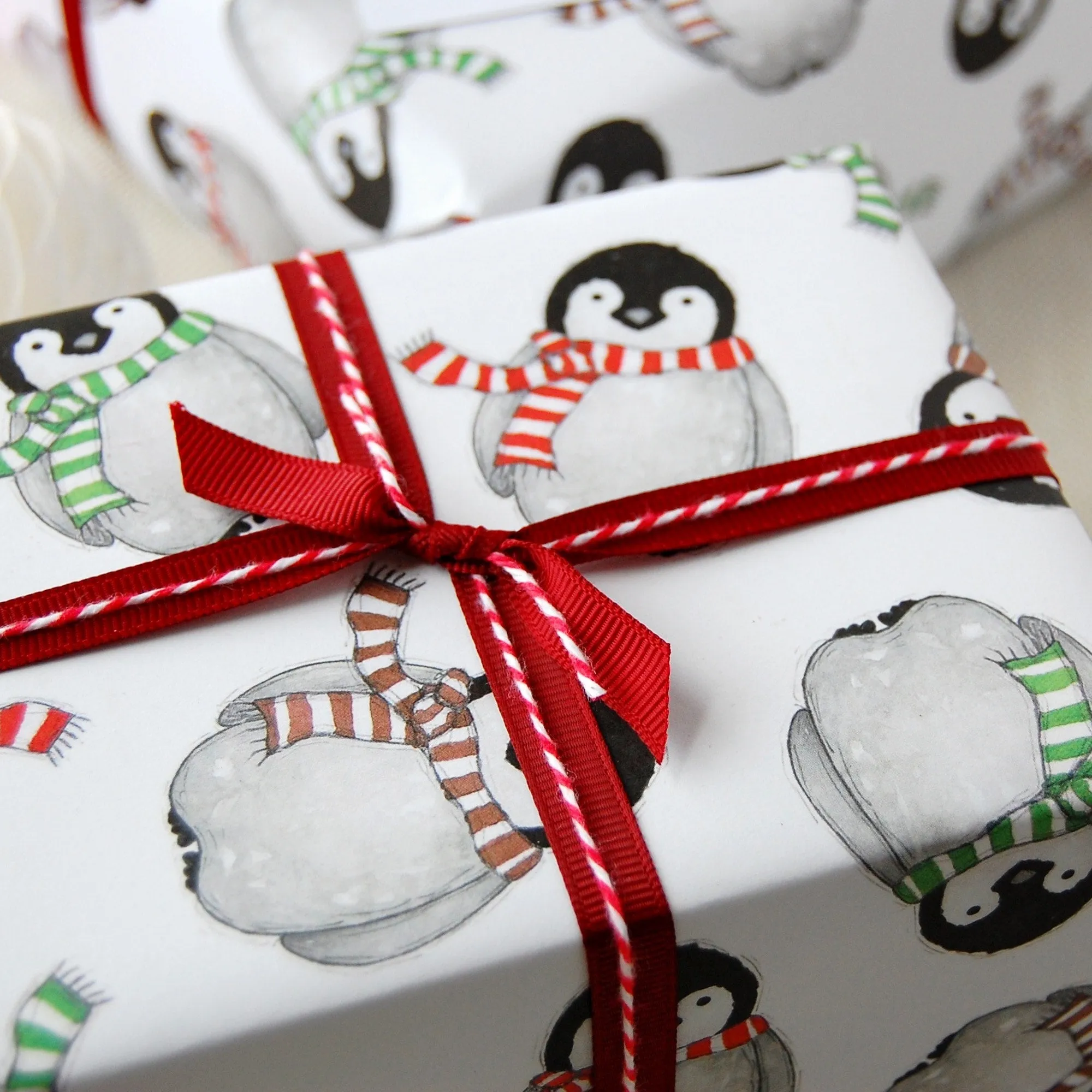 Baby Penguin Christmas Wrapping Paper Set
