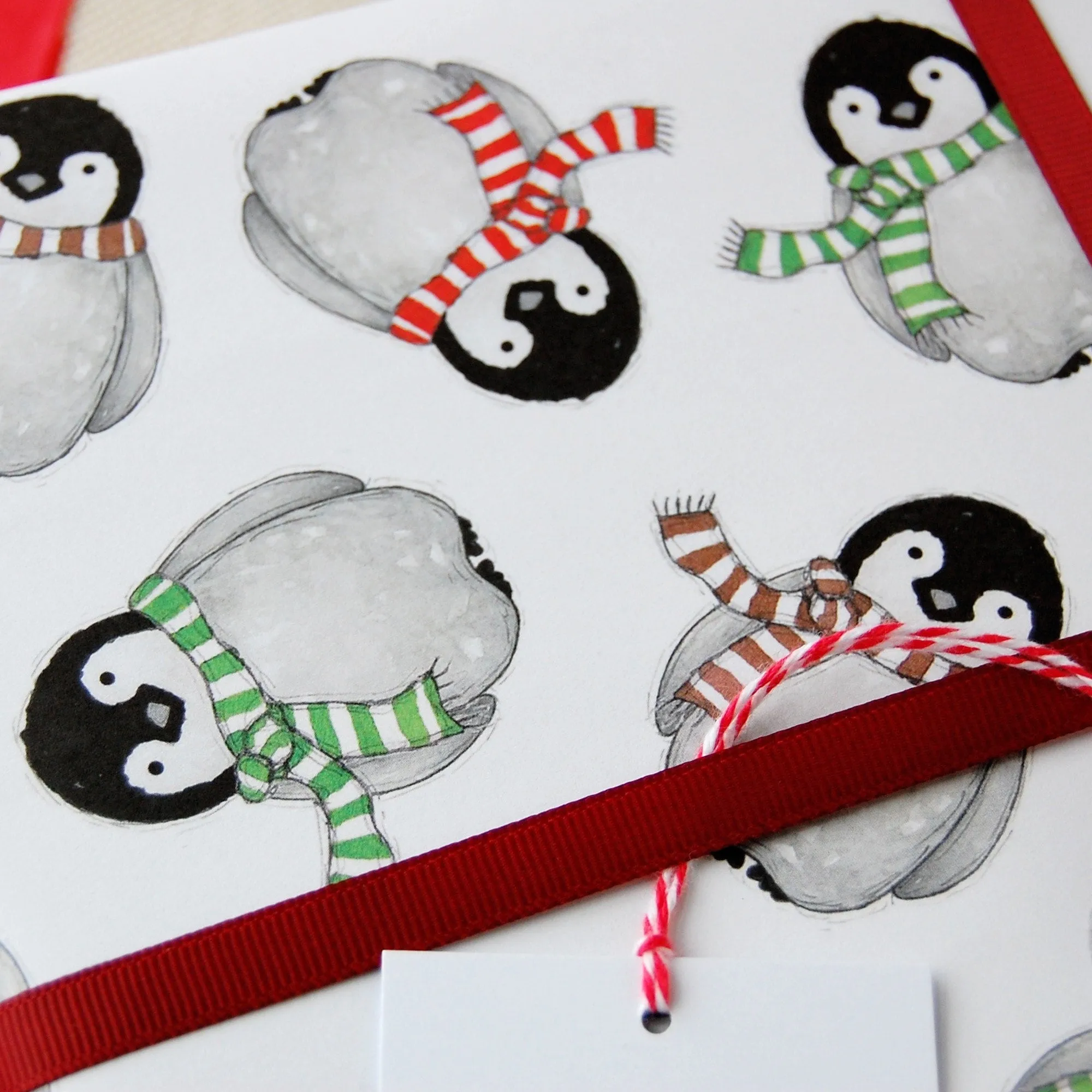 Baby Penguin Christmas Wrapping Paper Set