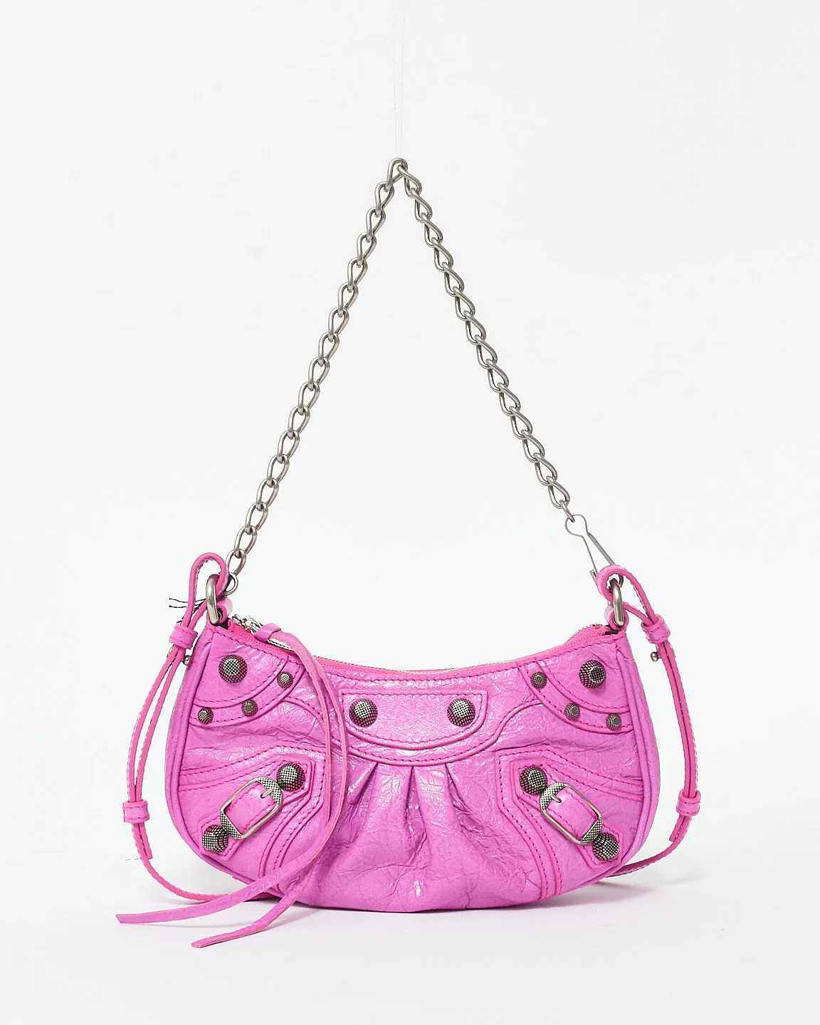 Balenciaga Fuchsia (Lipstick Pink) Leather Le Cagole Mini Shoulder Bag
