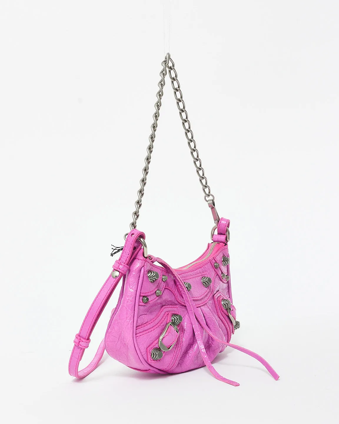Balenciaga Fuchsia (Lipstick Pink) Leather Le Cagole Mini Shoulder Bag