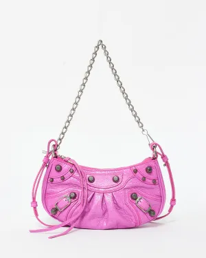 Balenciaga Fuchsia (Lipstick Pink) Leather Le Cagole Mini Shoulder Bag