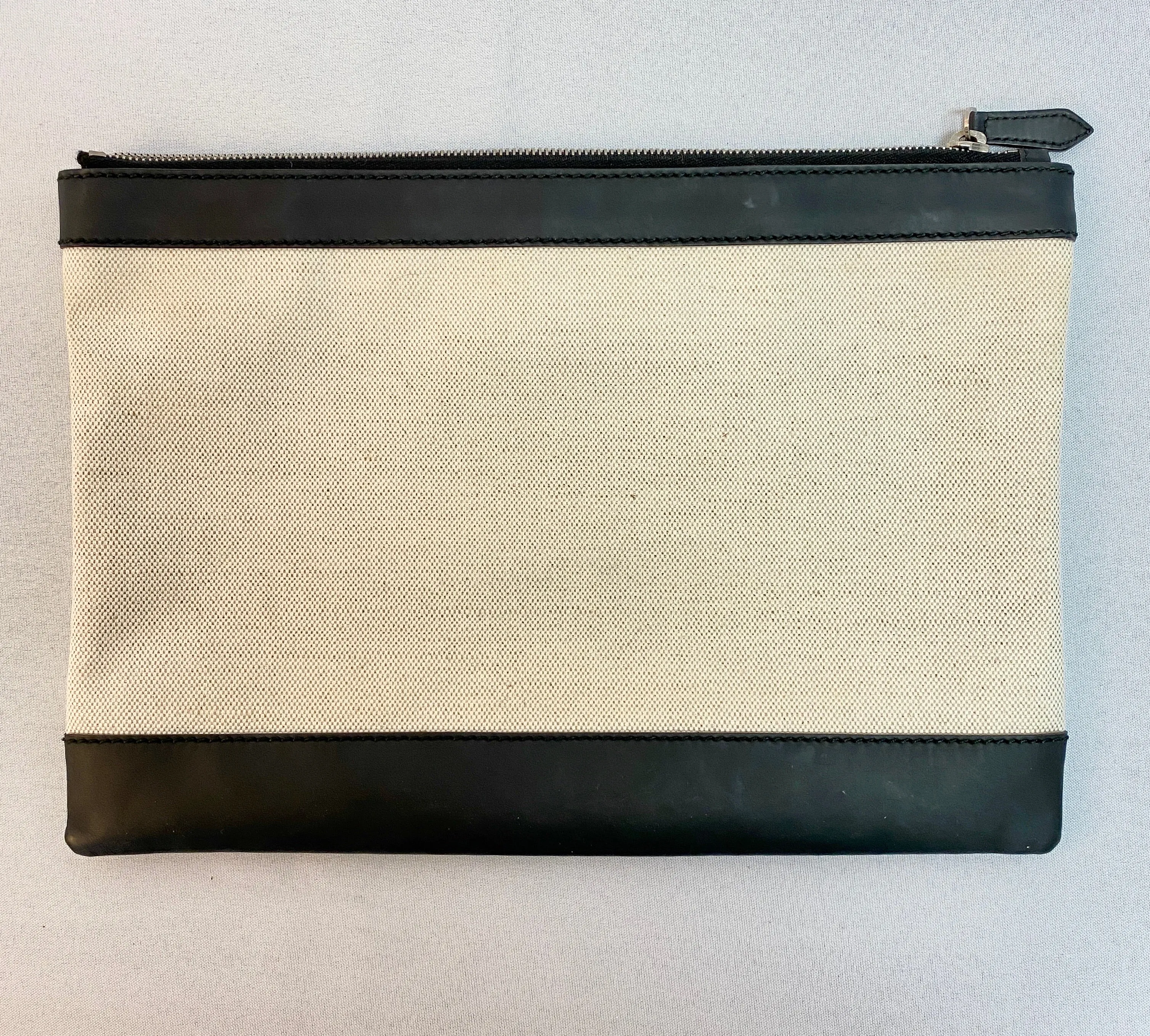 Balenciaga Leather Trim Canvas Clutch