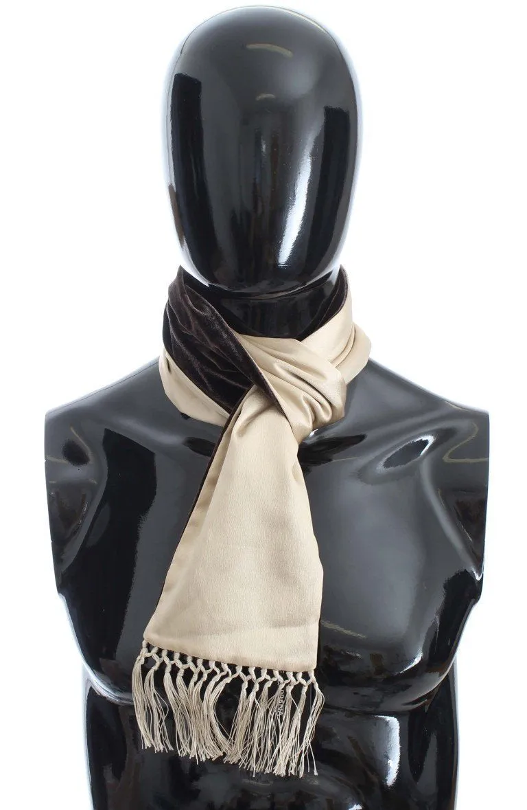 Beige Brown Silk Scarf