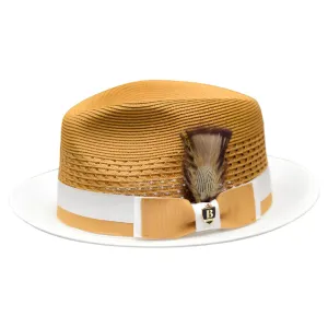Belvedere Bruno Capelo Gold and White Men's Straw hat Fashion Design