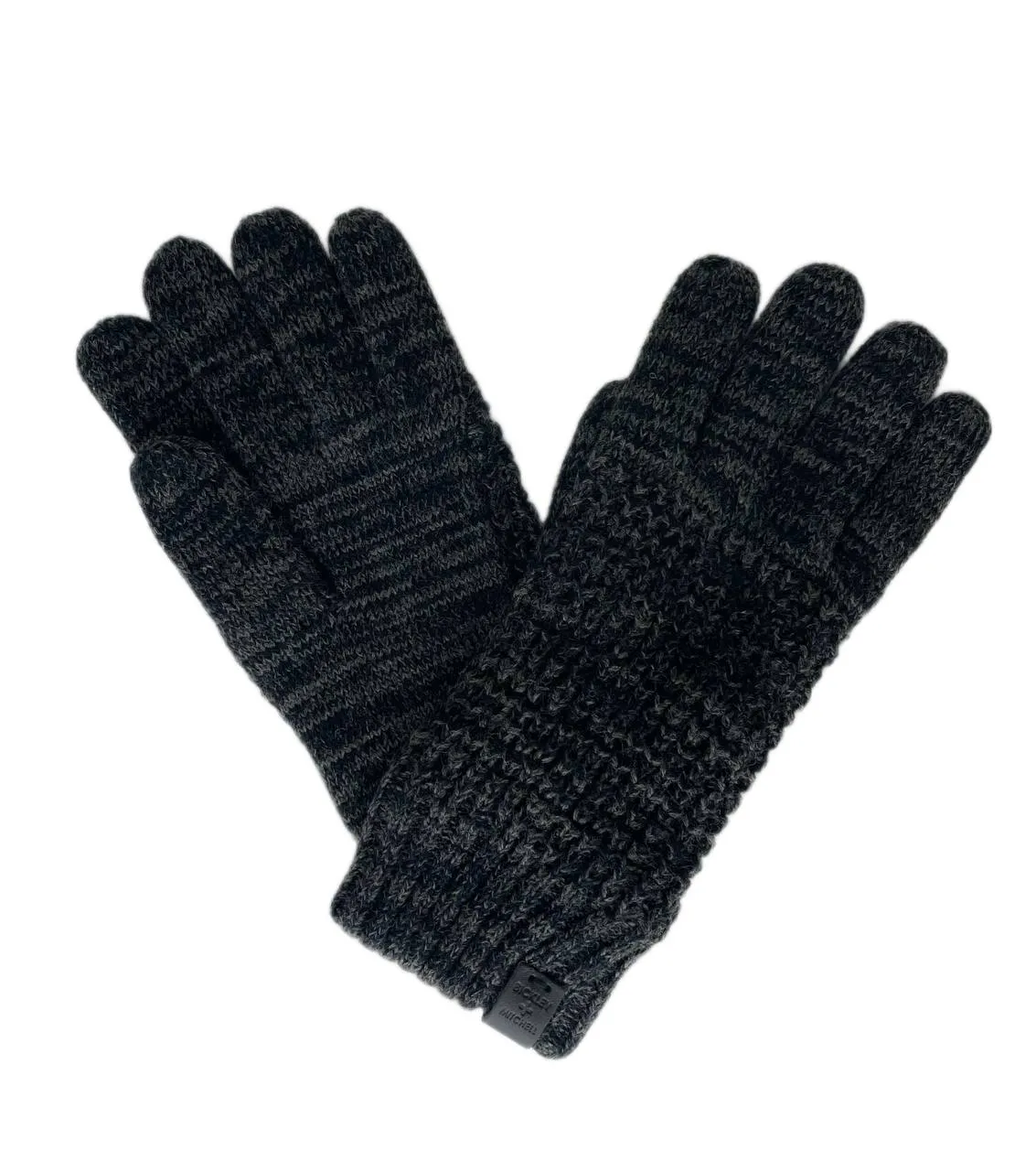 Bickley   Mitchell Men's Black Twist Basic Knitted Gloves One Size NWT