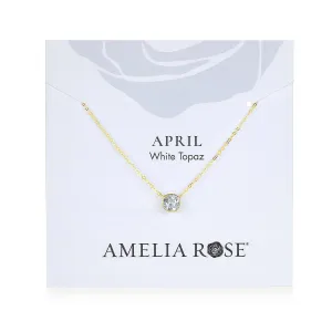 Birthstone Solitaire Necklace-April White Topaz