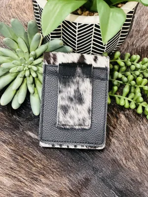 Black & White Cowhide Bi-Fold / Money Clip