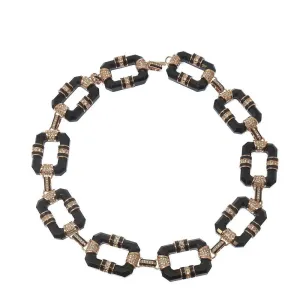 Black and Rose Link Necklace