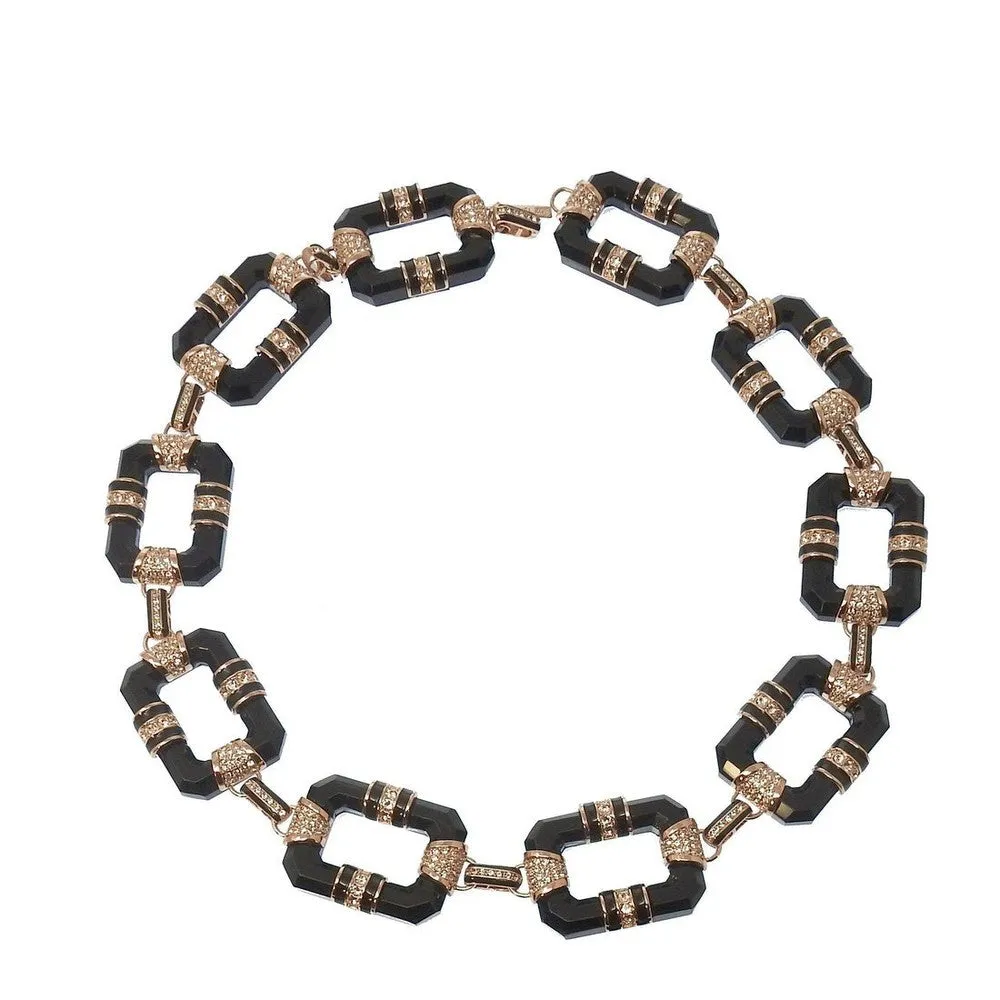 Black and Rose Link Necklace