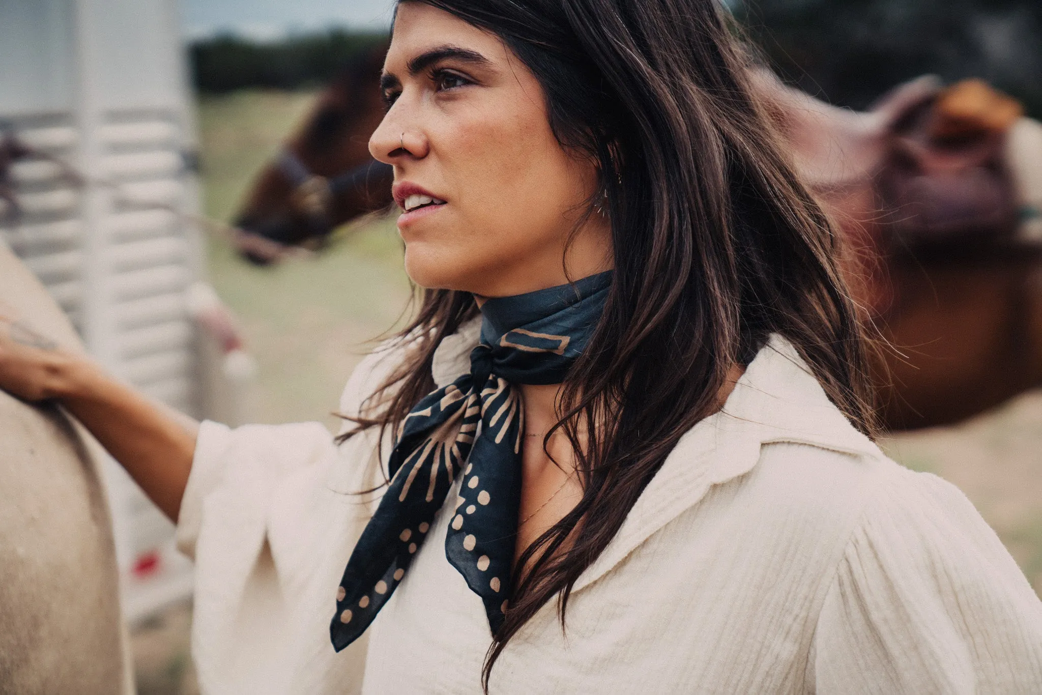Black and Steel Blue Two-Toned Wild Rag