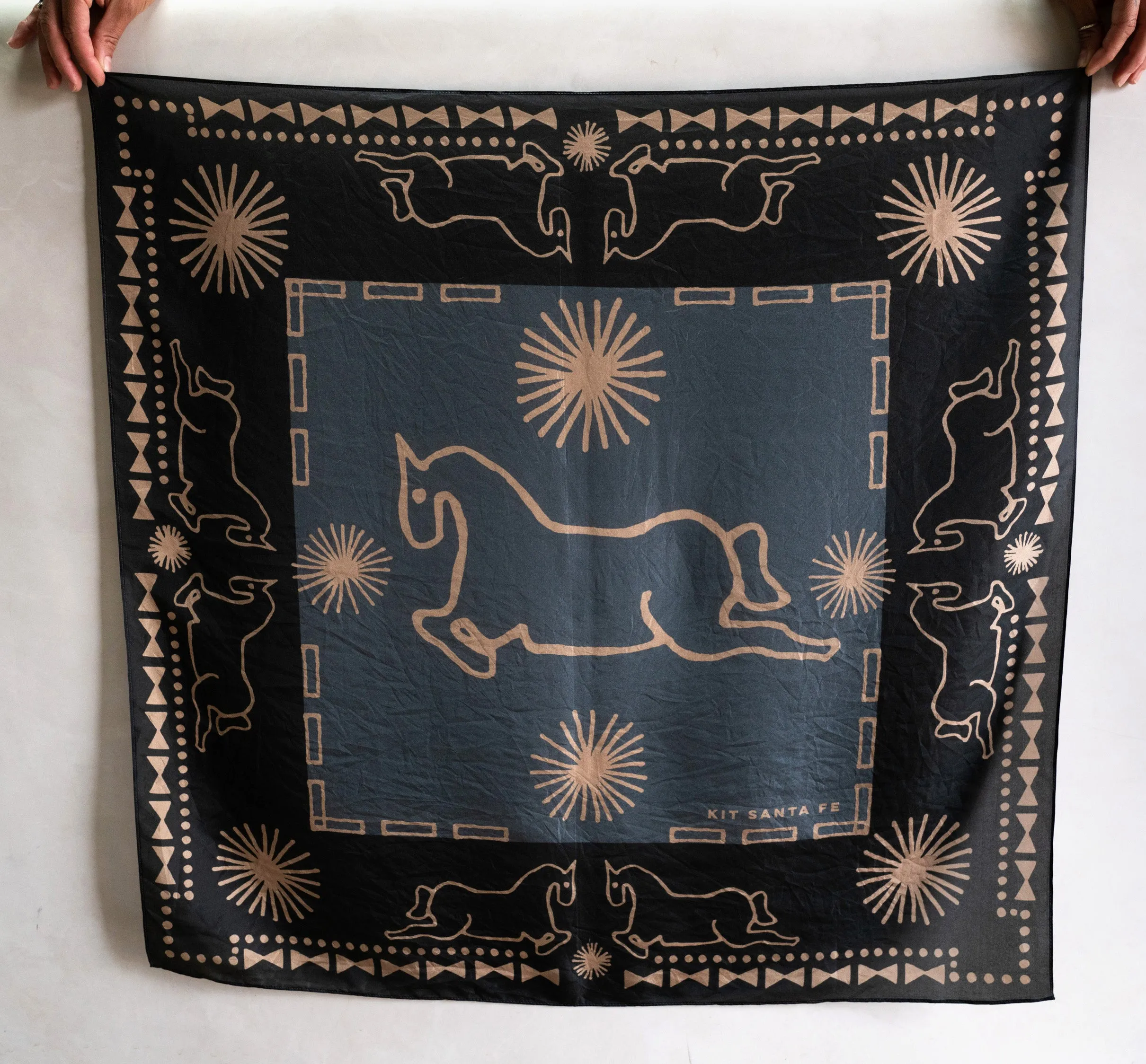 Black and Steel Blue Two-Toned Wild Rag