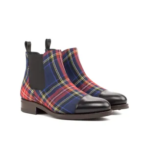 Black Calf & Tartan Chelsea Boots