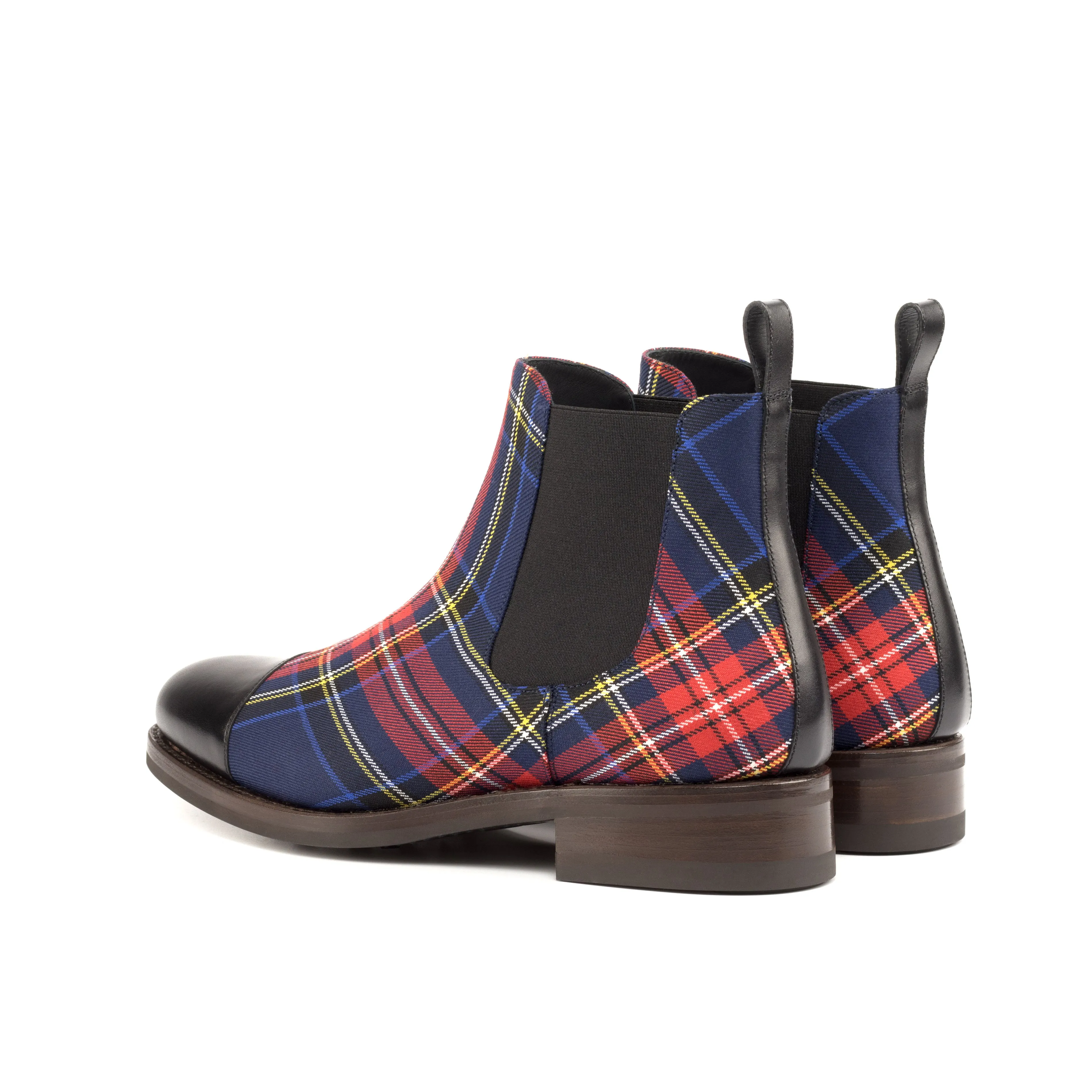Black Calf & Tartan Chelsea Boots