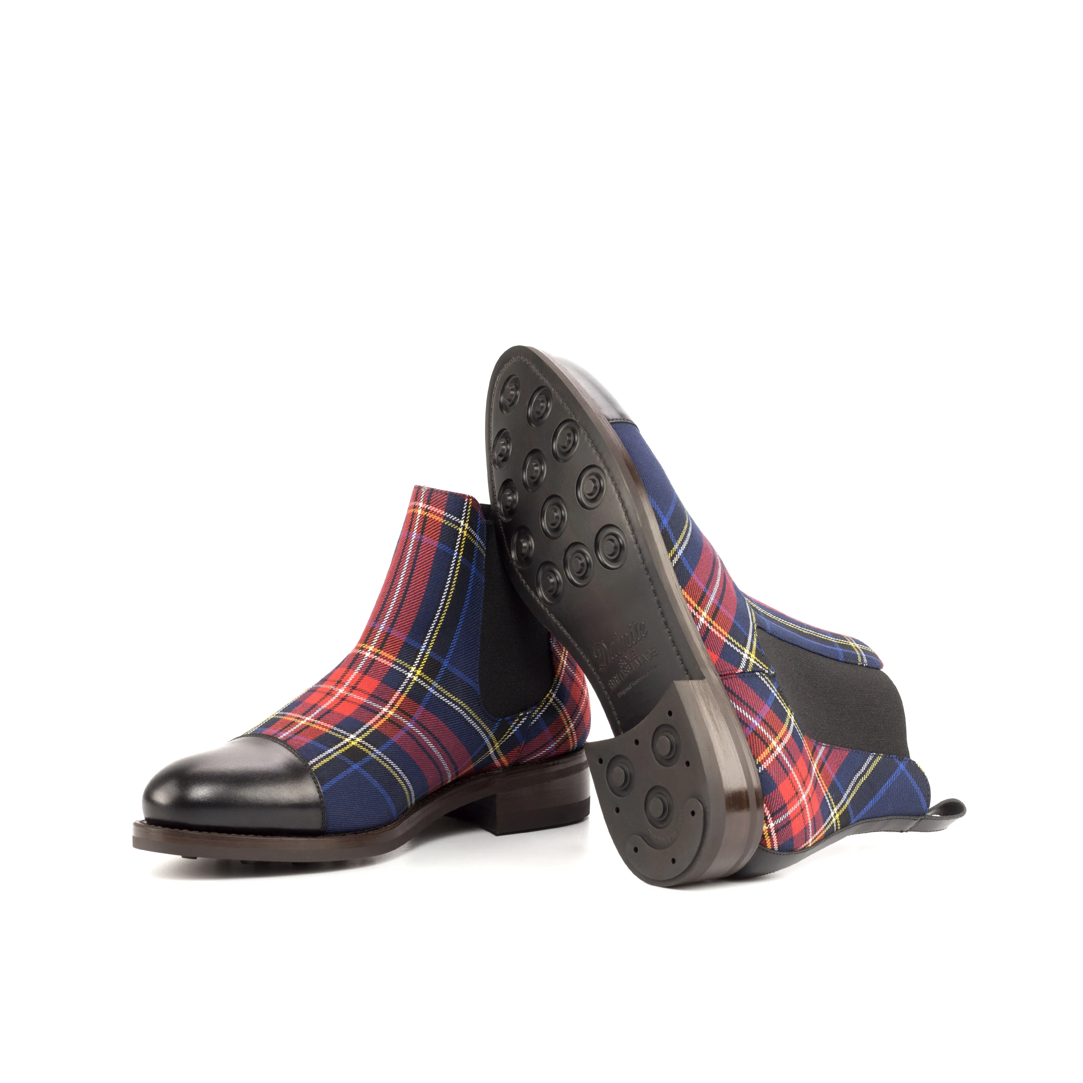 Black Calf & Tartan Chelsea Boots