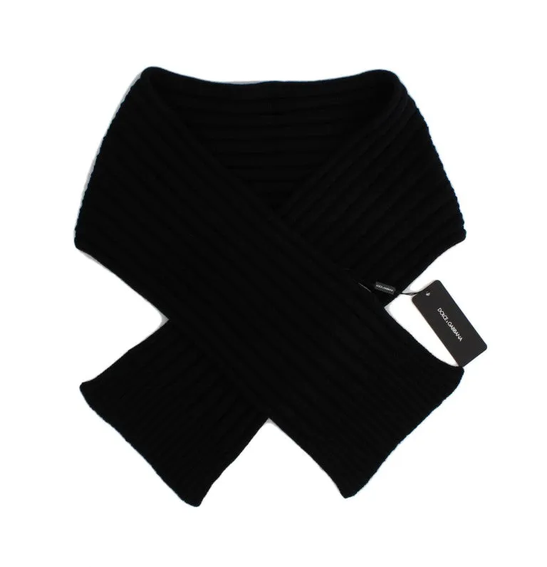 Black Cashmere Knitted Scarf