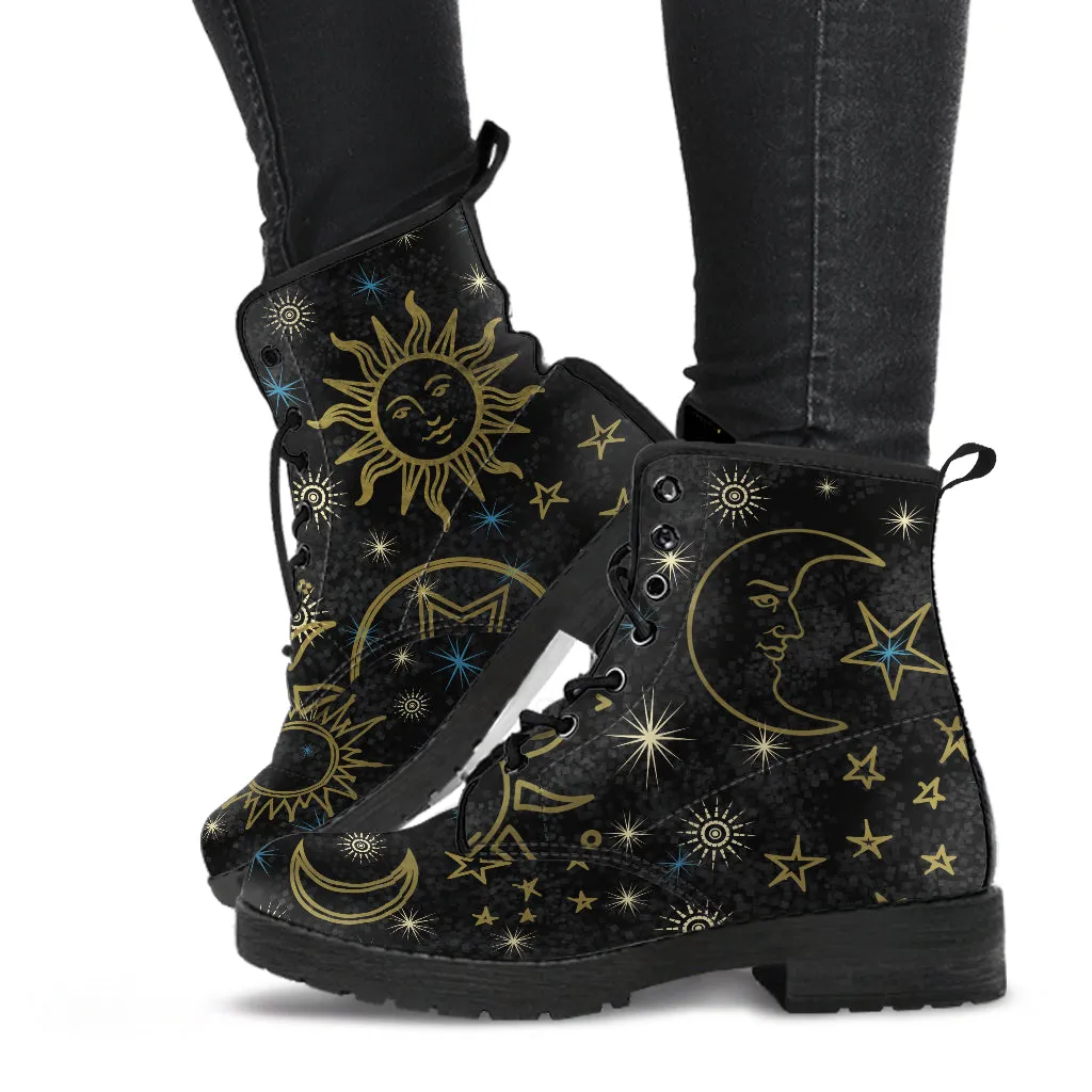 Black Celestial Vegan Lace Up Ankle Boots
