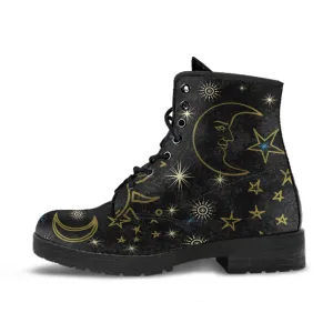 Black Celestial Vegan Lace Up Ankle Boots
