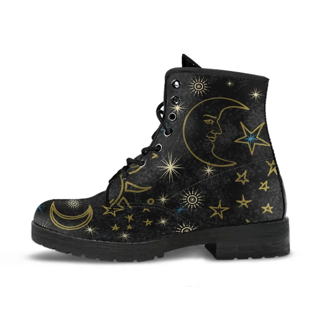 Black Celestial Vegan Lace Up Ankle Boots