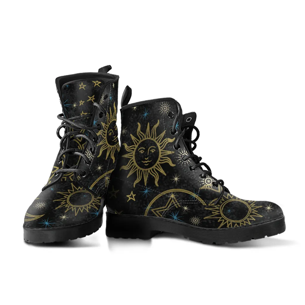 Black Celestial Vegan Lace Up Ankle Boots