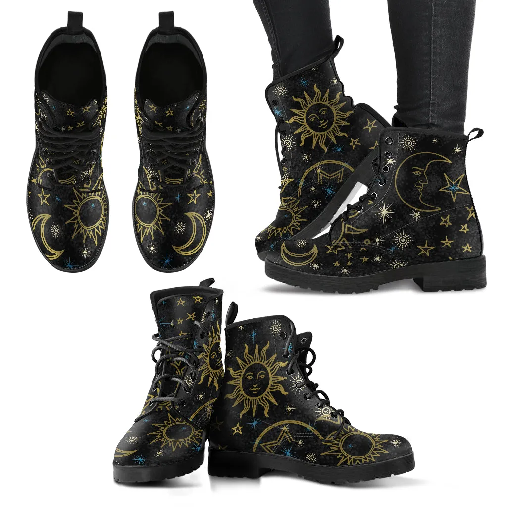 Black Celestial Vegan Lace Up Ankle Boots