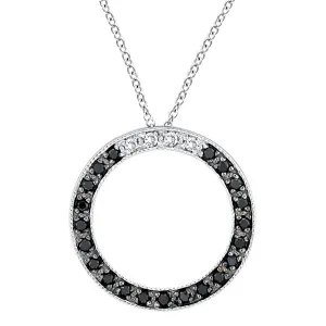 BLACK DIAMOND CIRCLE PENDANT NECKLACE 14K GOLD (0.25 CTW)