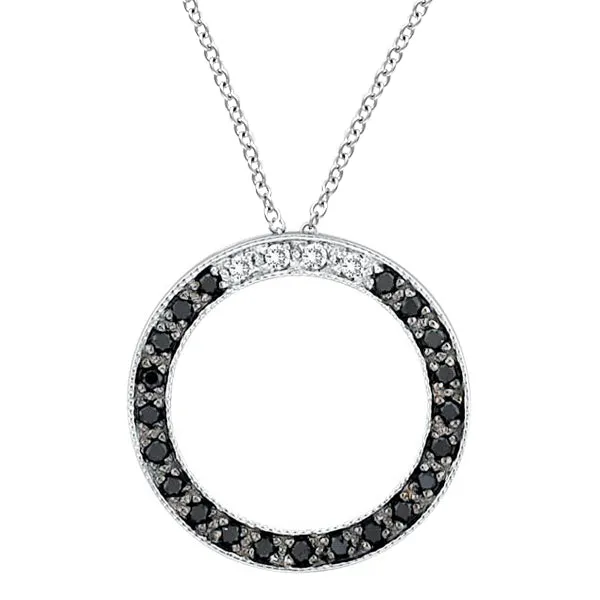 BLACK DIAMOND CIRCLE PENDANT NECKLACE 14K GOLD (0.25 CTW)