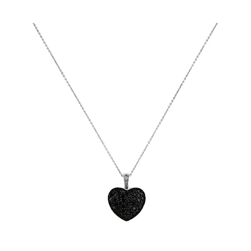 BLACK DIAMOND LARGE HEART NECKLACE 14K GOLD (1.3 CTW)