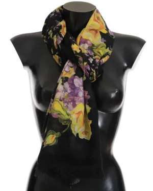 Black Floral Cashmere Scarf