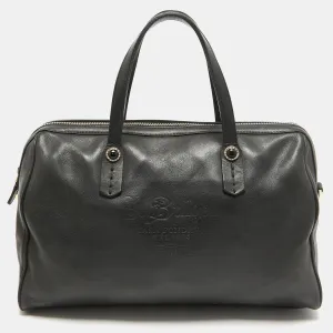 Black Leather Casa Fondata Embossed Satchel