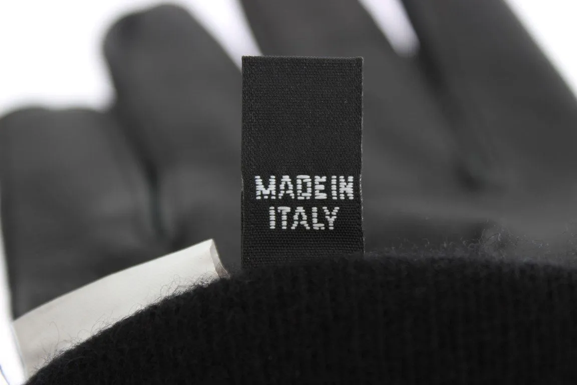 Black Leather Cashmere Gloves