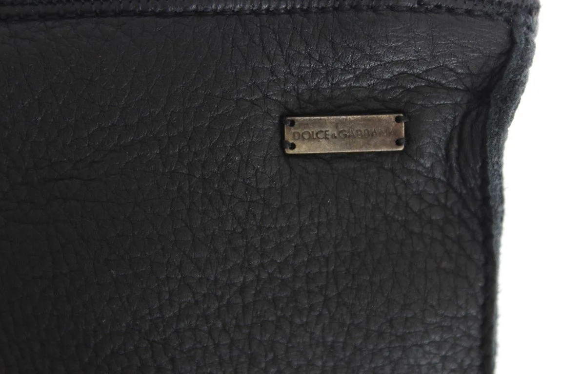 Black Leather Cashmere Gloves