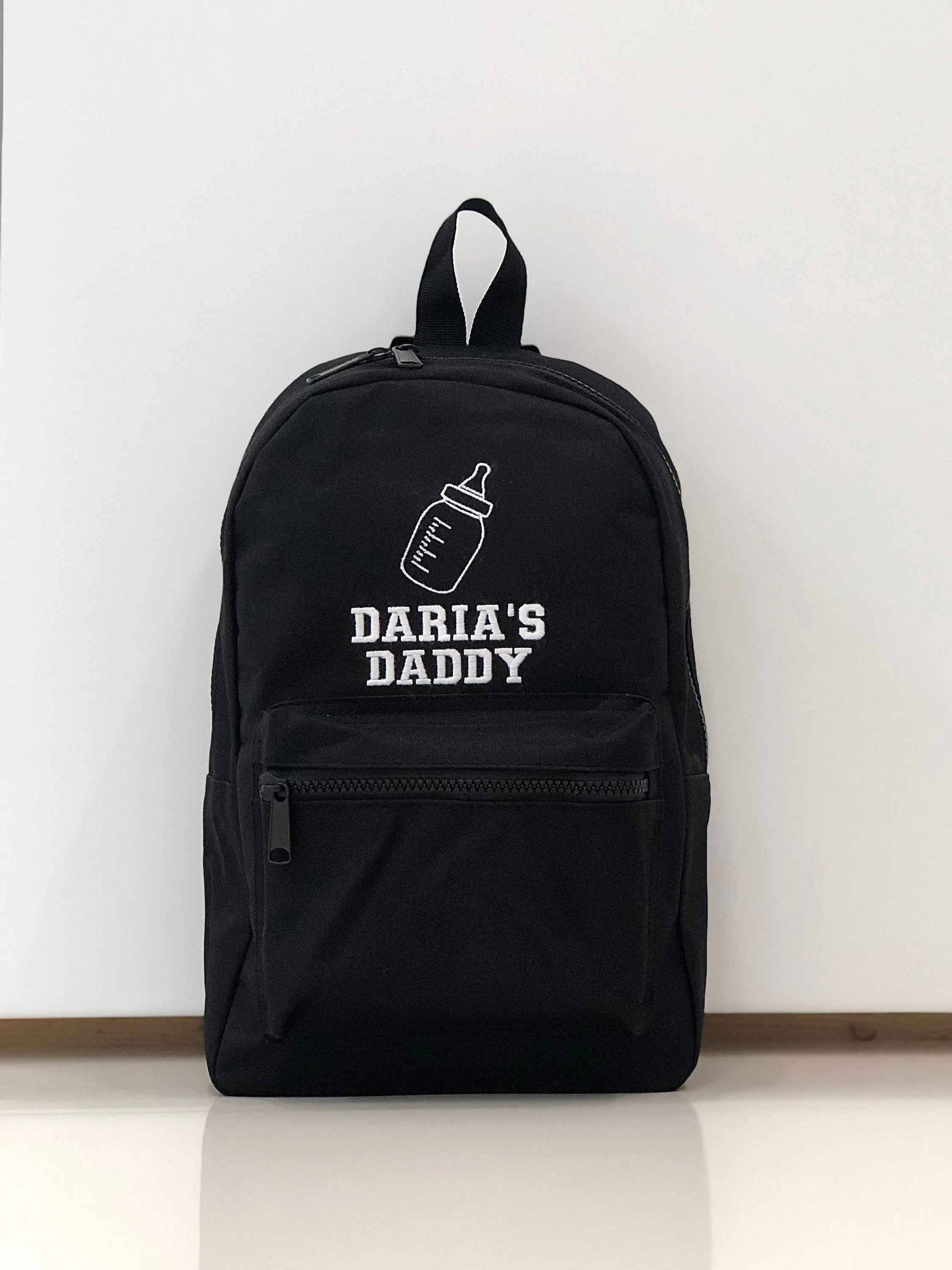 (Black) Personalised Name Unisex Mini Nursery School Backpack Rucksack Bag
