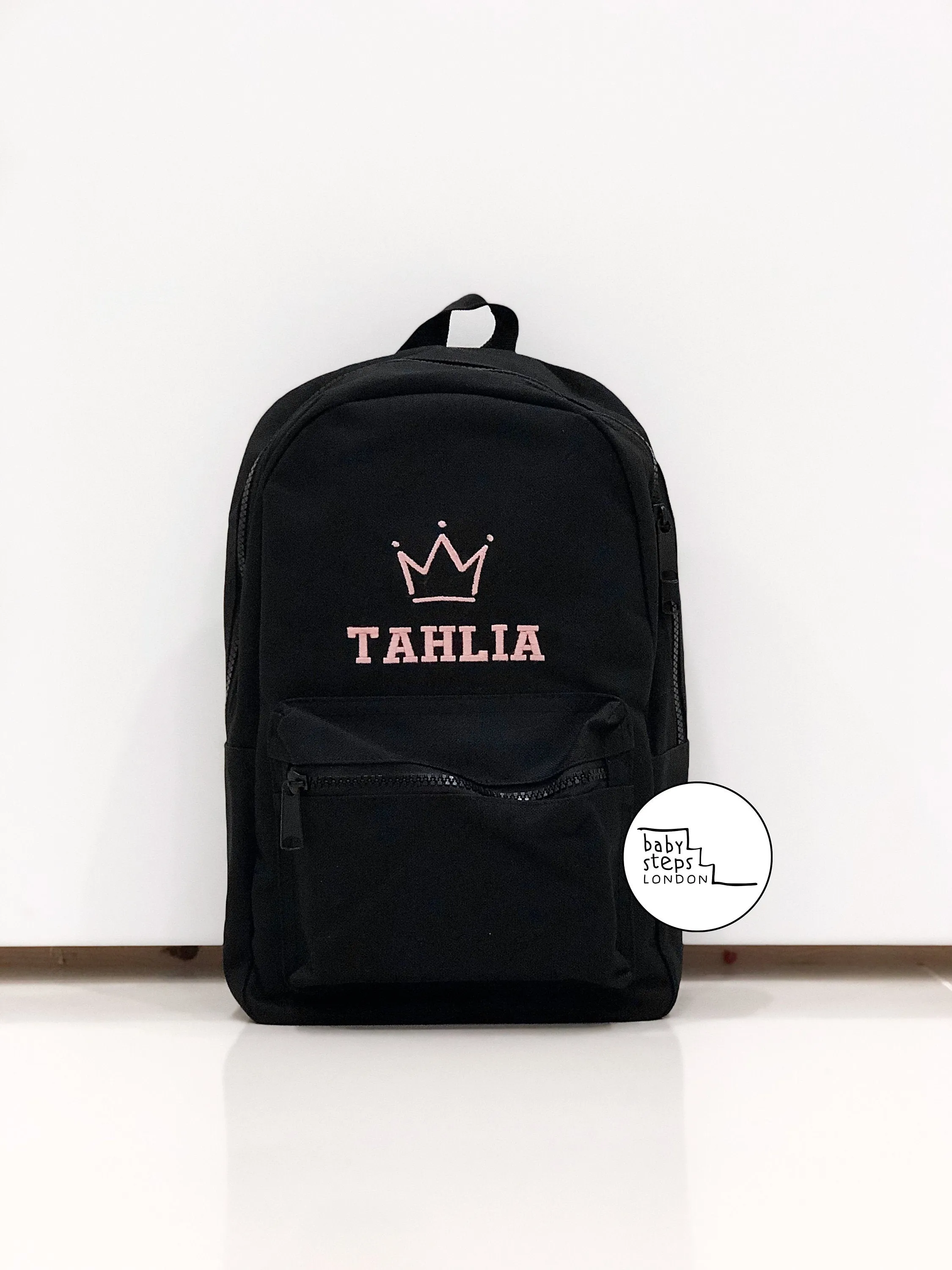 (Black) Personalised Name Unisex Mini Nursery School Backpack Rucksack Bag