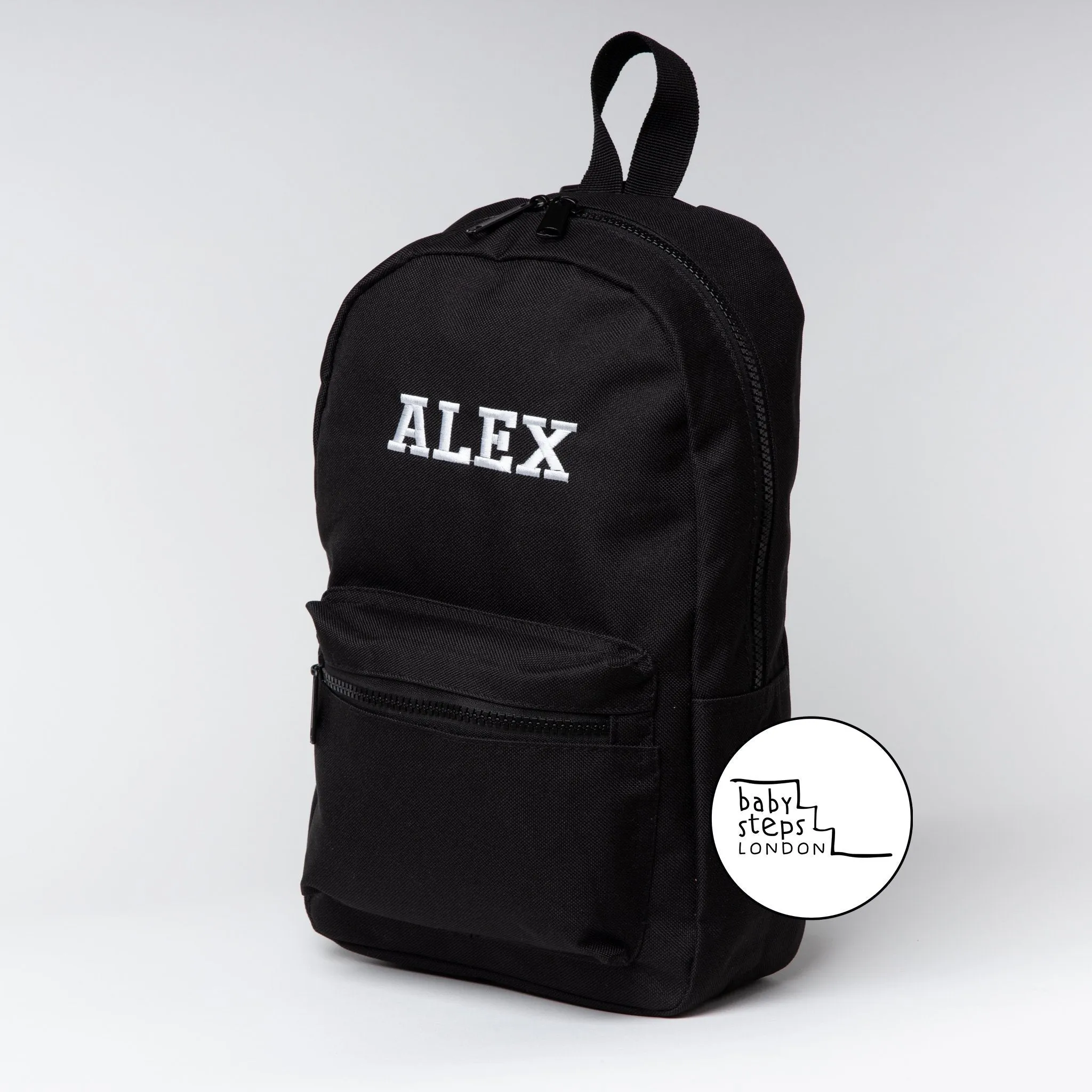 (Black) Personalised Name Unisex Mini Nursery School Backpack Rucksack Bag