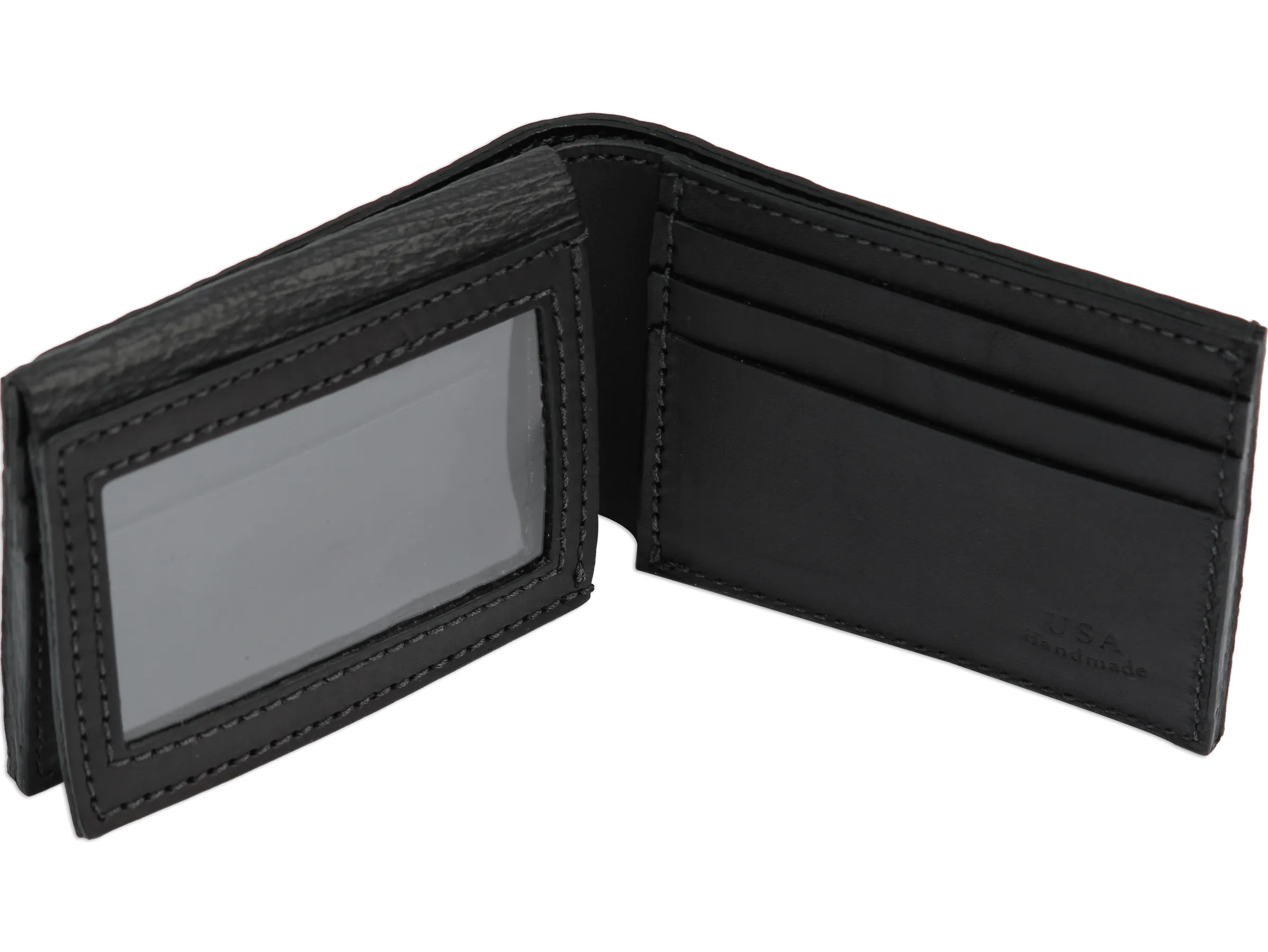 Black Shark Luxury Designer Exotic Bifold Wallet With Flip Up ID Window
