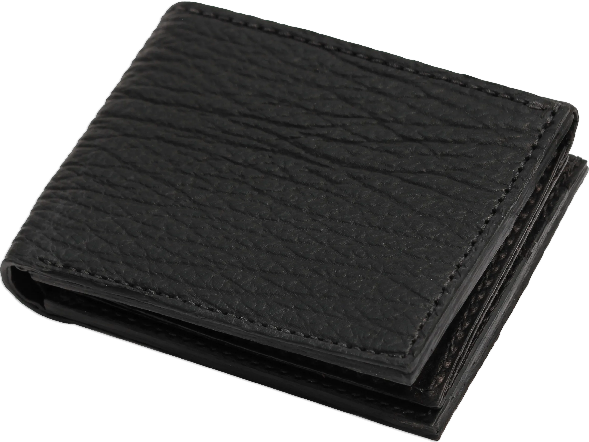 Black Shark Luxury Designer Exotic Bifold Wallet With Flip Up ID Window
