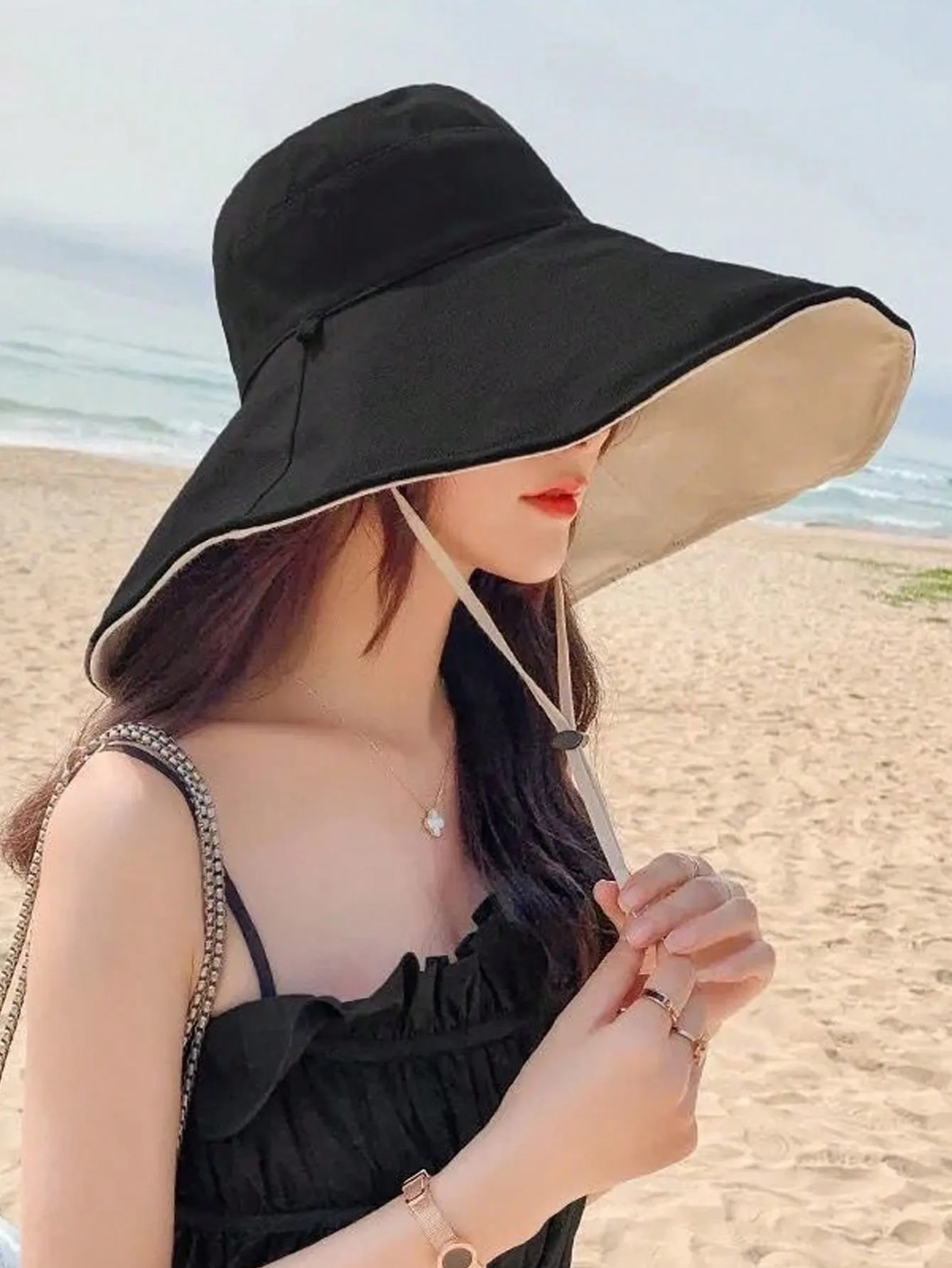 Black Sun Wide Brim Hat - Black
