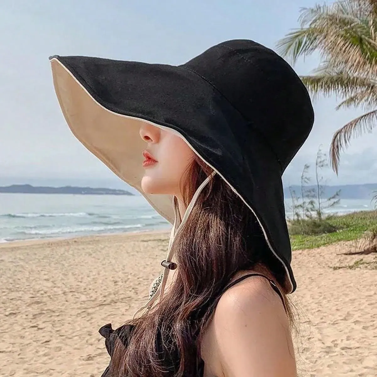Black Sun Wide Brim Hat - Black