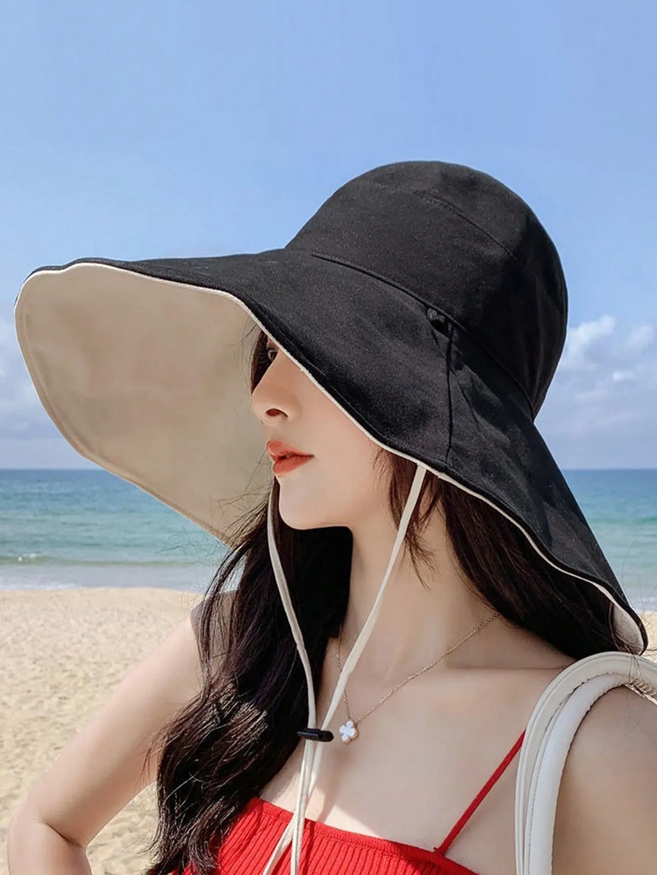 Black Sun Wide Brim Hat - Black