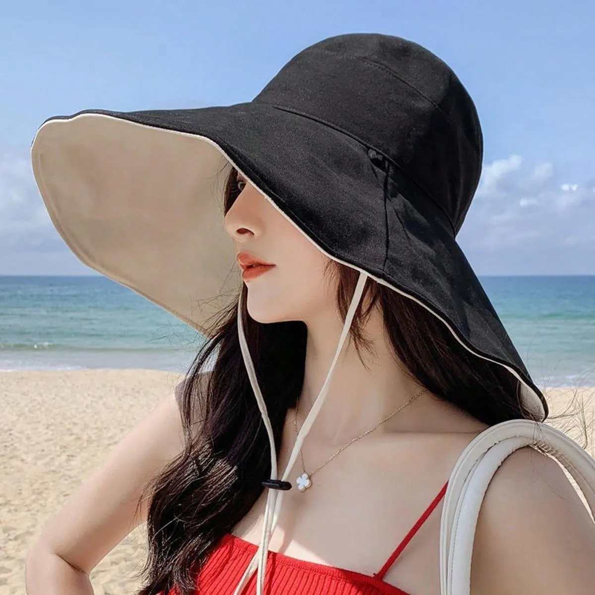 Black Sun Wide Brim Hat - Black