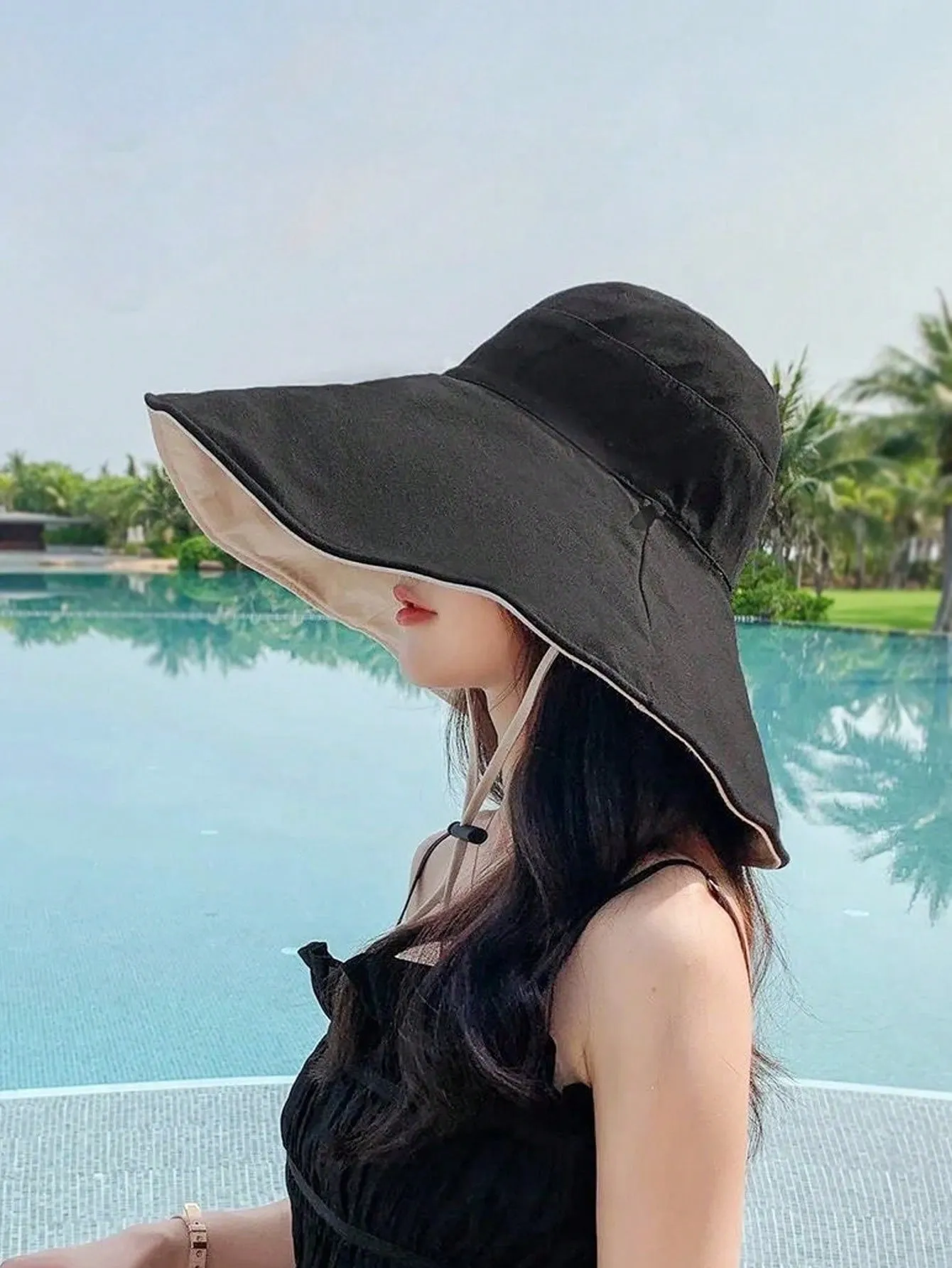 Black Sun Wide Brim Hat - Black
