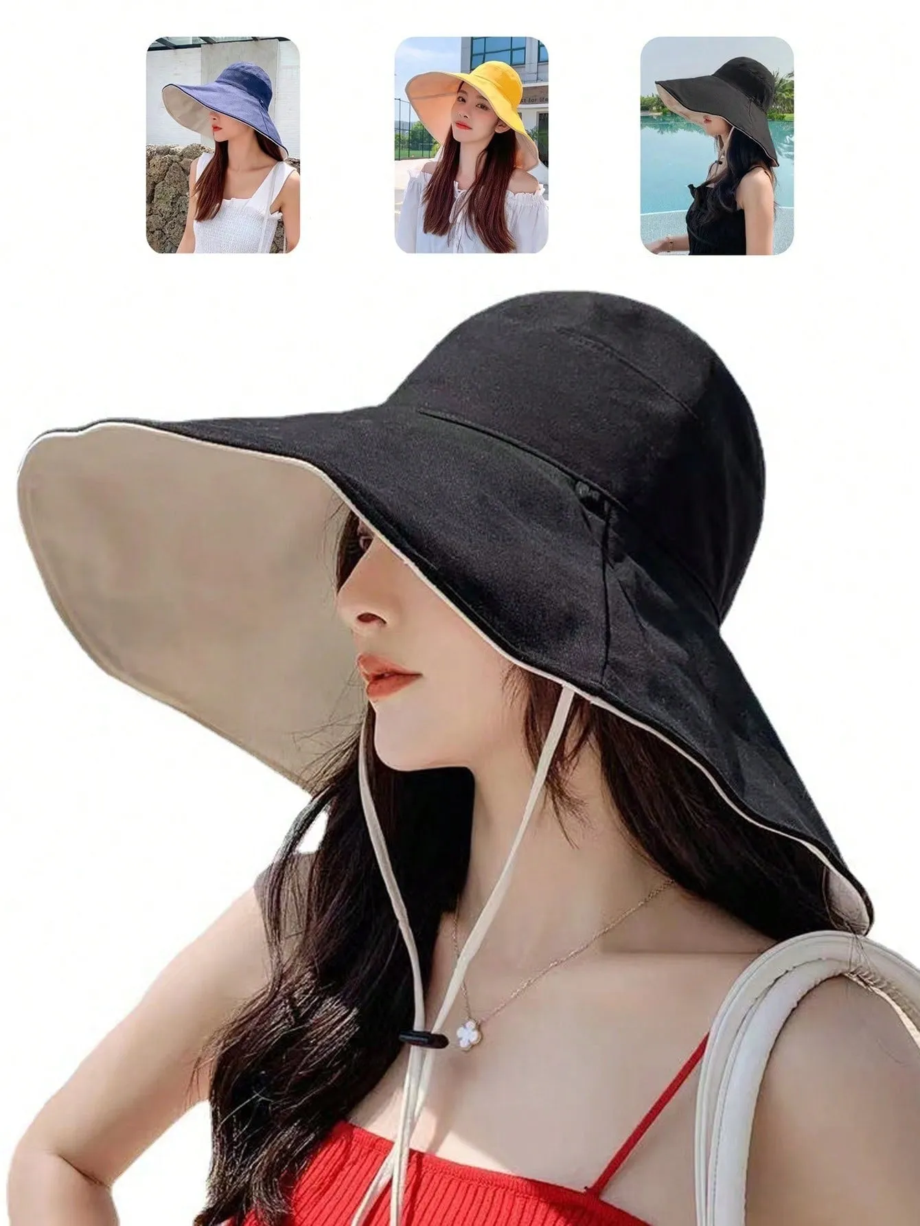 Black Sun Wide Brim Hat - Black