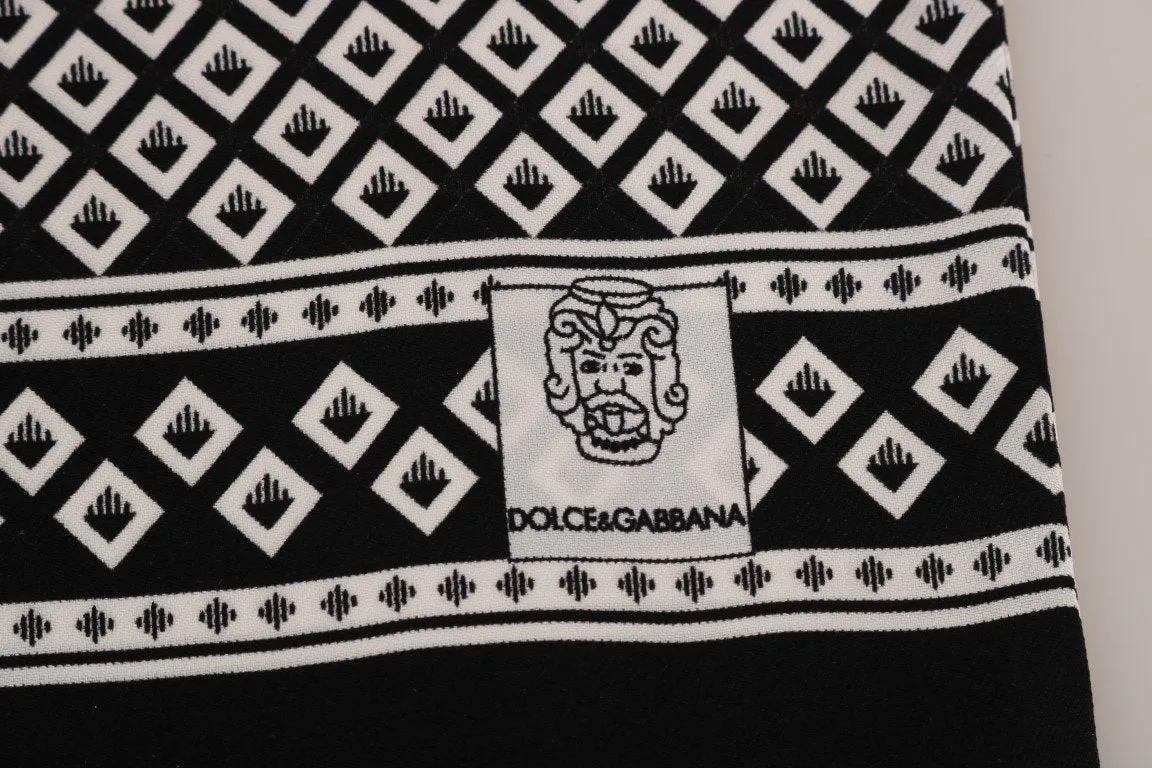Black White Silk Logo Scarf