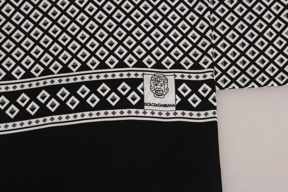 Black White Silk Logo Scarf