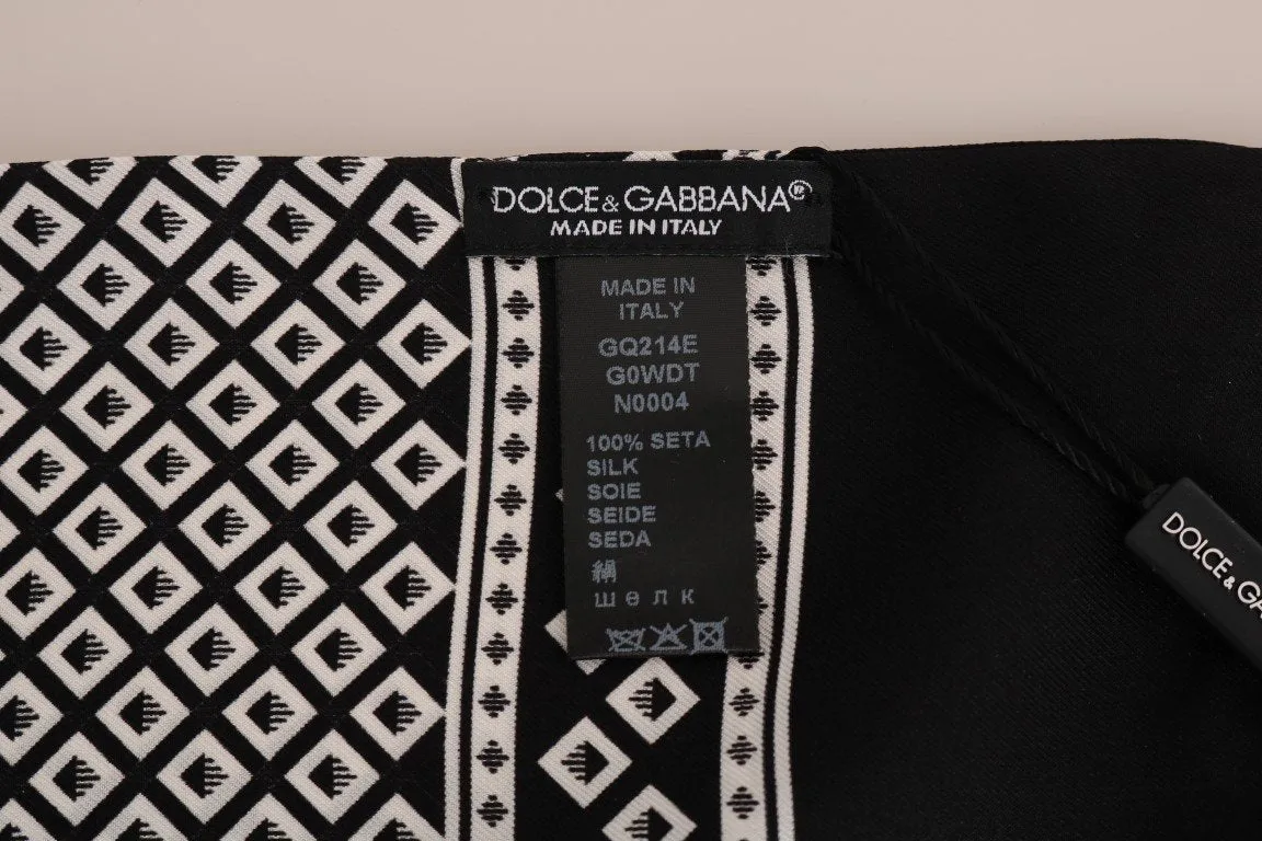 Black White Silk Logo Scarf
