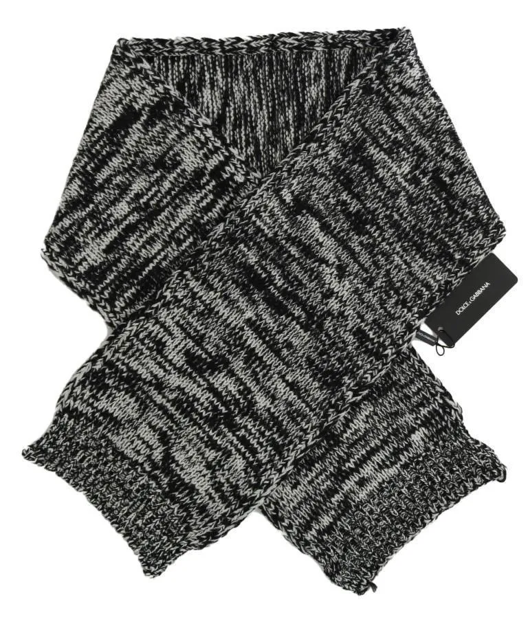 Black White Wool Knitted Scarf