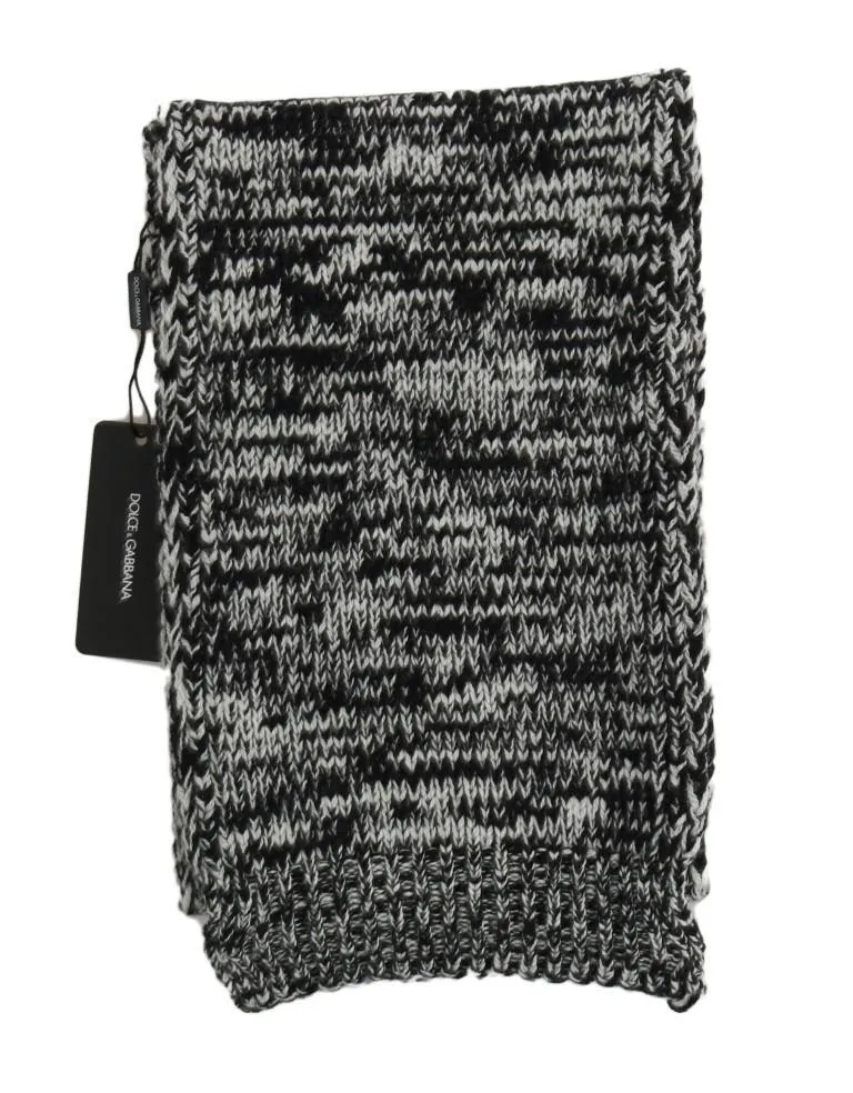 Black White Wool Knitted Scarf