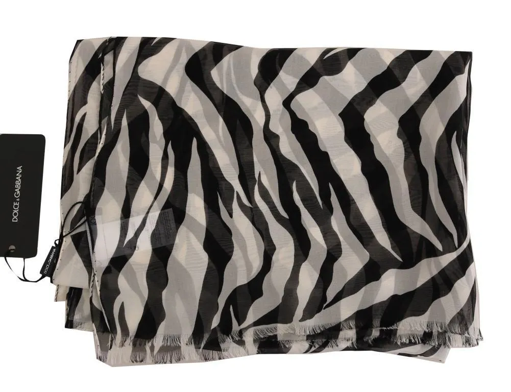 Black White Zebra Print Scarf